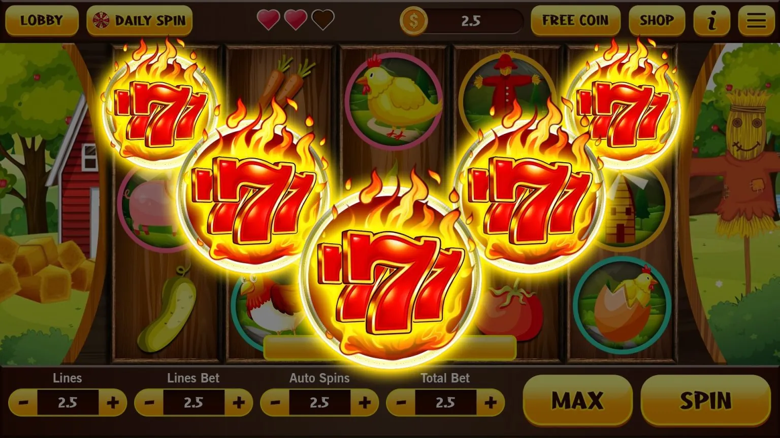 Giao diện trò chơi nổ hũ với biểu tượng tiền vàng và vòng quay may mắn trên helo888 App Android.